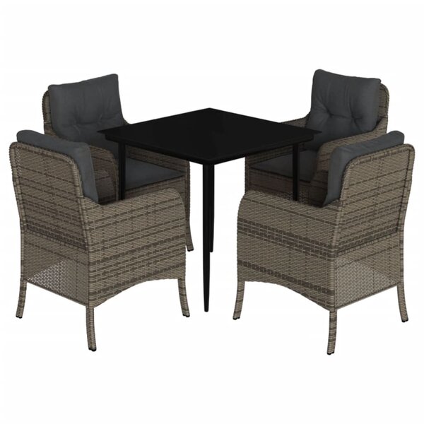 vidaXL Ensemble à manger de jardin 5 Pièces coussins gris résine tressée