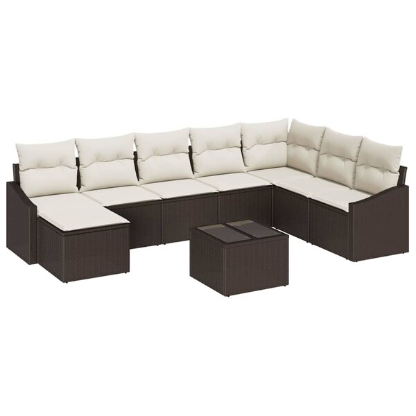 vidaXL Ensemble de salle à manger pour jardin 9 Pièces Marron et Crème