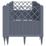 vidaXL Jardinière avec piquets gris 123 5x43 5x43 5 cm PP