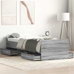 vidaXL Cadre de lit sans matelas sonoma gris 100x200 cm