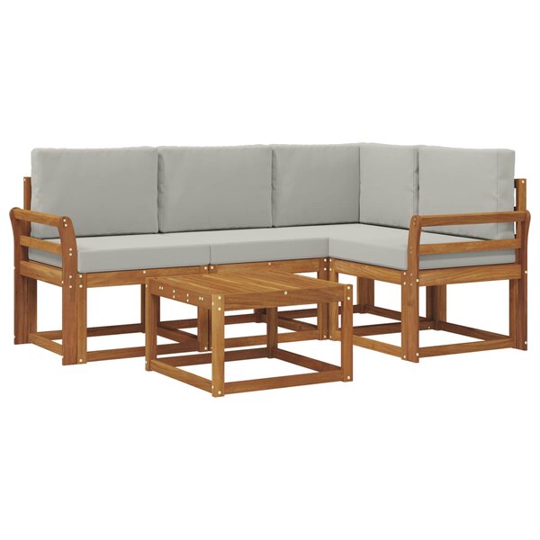 vidaXL Ensemble de canapés d'extérieur 5 pc Naturel et gris clair