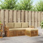 vidaXL Ensemble de canapés d'extérieur 4 Pièces Naturel et Beige