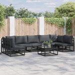 vidaXL Ensemble de canapé de jardin 7 pc Noir Aluminium