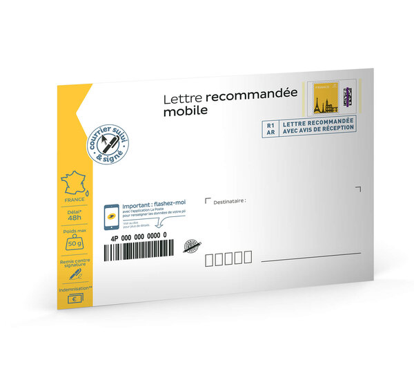Prêt-à-Poster - Lettre recommandée mobile - 50g  - Enveloppe à l'unité
