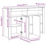 vidaXL Buffet avec lumières LED gris béton 115 5x30x75 cm