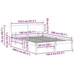 vidaXL Cadre de lit Blanc 140 x 200 cm Bois massif en pin