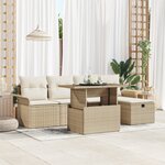 Ensemble de 6 pièces de canapé de jardin avec coussins de couleur beige en poly rattan