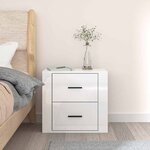 vidaXL Table de chevet murale Blanc brillant 50x36x47 cm