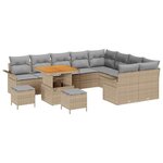 vidaXL Ensemble de canapé de jardin 12 Pièces Beige polyrotin