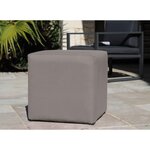 Pouf de jardin en toile cube taupe