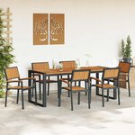 vidaXL Ensemble de salle à manger pour jardin 7 Pièces Noir et marron
