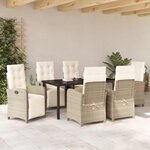 vidaXL Ensemble de salle à manger pour jardin 7 Pièces Beige polyrotin
