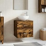 vidaXL Meuble lavabo mural Chêne fumé 49 5 x 35 x 63 cm