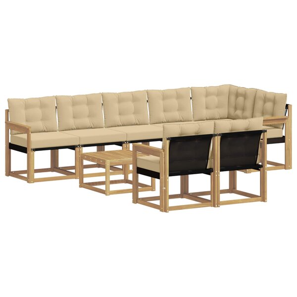 vidaXL Ensemble de canapés d'extérieur 9 pc Blanc et Beige