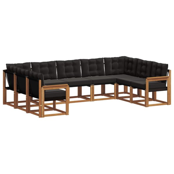 vidaXL Ensemble de canapés d'extérieur 9 pc Naturel et Noir