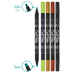 5 stylos-pinceaux 1 pointe de calligraphie et pointe fendue - couleurs fresh