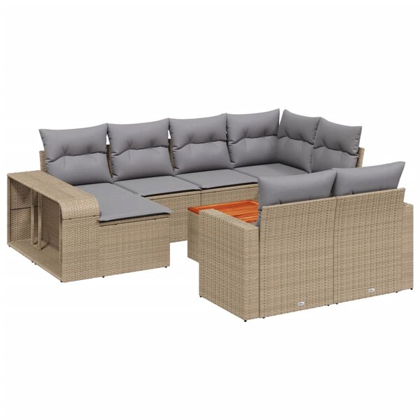 vidaXL Salon de jardin 11 Pièces avec coussins beige résine tressée