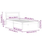 vidaXL Cadre de lit Marron cire 100 x 200 cm Bois massif en pin