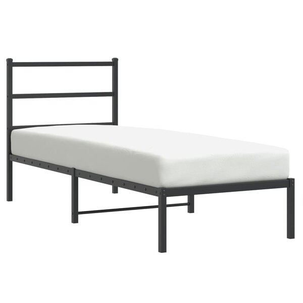 vidaXL Cadre de lit métal sans matelas avec tête de lit noir 80x200 cm