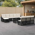 vidaXL Ensemble de canapé de jardin 11 pc Noir polyrotin
