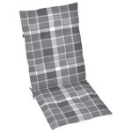 vidaXL Chaises de jardin 2 Pièces avec coussins à carreaux gris Teck