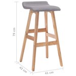 vidaXL Tabourets de bar lot de 2 gris clair tissu