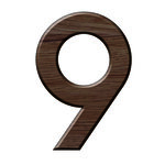 Numéro 9-Numéro adhésif pour boîtes aux lettres - Résine de 3 mm, hauteur environ 50 mm - Voyager (chêne moyen)