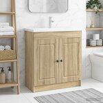 vidaXL Armoire sous évier de salle de bain Chêne Sonoma