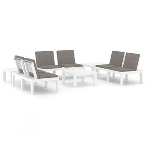 vidaXL Salon de jardin 6 Pièces avec coussins Plastique Blanc