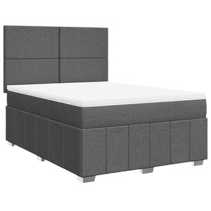 vidaXL Sommier à lattes de lit avec matelas Gris foncé 140x190cm Tissu