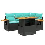 vidaXL Salon de jardin 5 Pièces avec coussins noir résine tressée