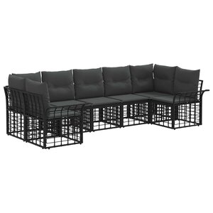 vidaXL Ensemble de canapés d'extérieur 7 Pièces Noir et Gris foncé