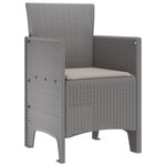 vidaXL Chaises de Jardin avec Coussins 2 Pièces Gris Clair Rattan Poly