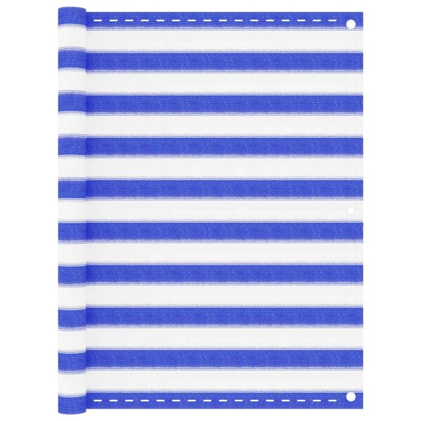 vidaXL Écran de balcon Bleu et blanc 120x300 cm PEHD