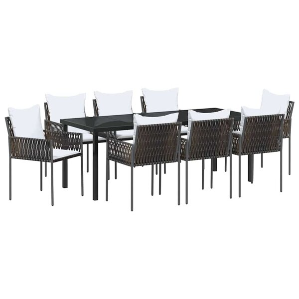 vidaXL Ensemble de salle à manger pour jardin 9 Pièces Marron Poly rotin