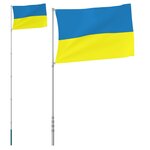 vidaXL Drapeau de l'Ukraine et mât 5 55 m aluminium