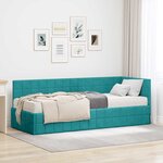 vidaXL Cadre de lit d'angle avec matelas 2 Pièces Turquoise Velours