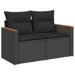 vidaXL Salon de jardin 9 Pièces avec coussins noir résine tressée