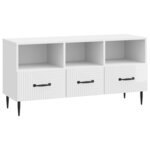 vidaXL Meuble TV Blanc brillant 102 x 34 5 x 50 cm Bois d'ingénierie