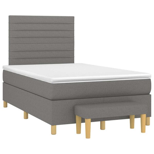 vidaXL Sommier à lattes de lit avec matelas noir 120x190 cm tissu