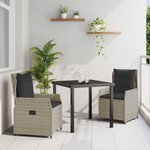 vidaXL Ensemble de salle à manger pour jardin 3 Pièces Gris clair