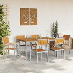 vidaXL Ensemble de salle à manger pour jardin 7 Pièces Gris et marron