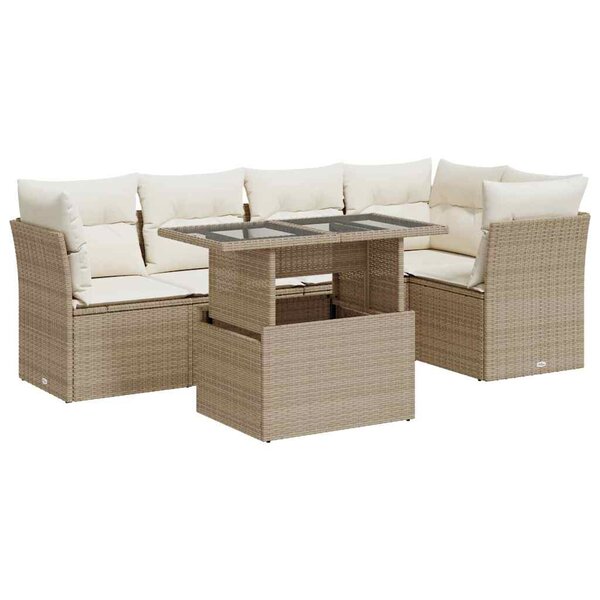 vidaXL Salon de jardin avec coussins 6 Pièces beige résine tressée