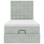 vidaXL Cadre de lit ottoman et matelas gris clair 100x200 cm velours