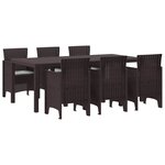vidaXL Ensemble de salle à manger pour jardin 7 Pièces Marron