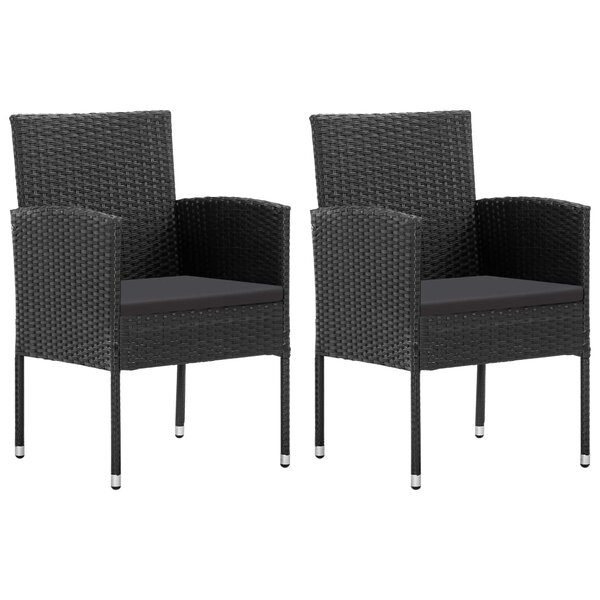 vidaXL Chaises de jardin avec coussins noir lot de 2 résine tressée