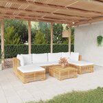 vidaXL Salon de jardin 7 Pièces avec coussins Bois de teck solide