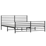 vidaXL Cadre de lit métal sans matelas avec pied de lit noir 200x200cm