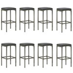 vidaXL Ensemble de bar de jardin avec coussins 9 Pièces Gris