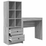 vidaXL Bureau avec tiroir avec étagère avec stockage 2 Pièces Gris Sonoma